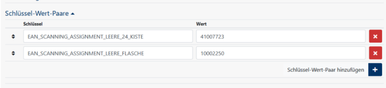 Barcode scannen Produkte verknüpfen Schlüssel-Wert-Paare
